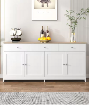 Witte Opbergkast met 4 Deuren en 3 Lades – 160x37x75 cm