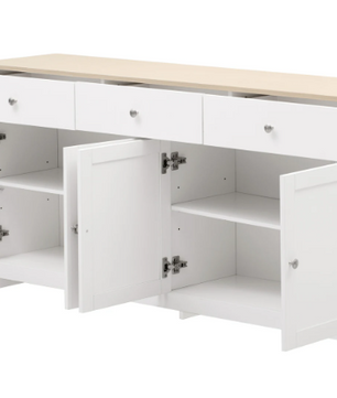 Witte Opbergkast met 4 Deuren en 3 Lades – 160x37x75 cm