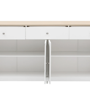 Witte Opbergkast met 4 Deuren en 3 Lades – 160x37x75 cm