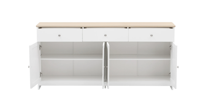 Witte Opbergkast met 4 Deuren en 3 Lades – 160x37x75 cm