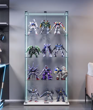 Witte Glazen Vitrinekast met LED-Verlichting en Slot – 78,5x35x163 cm