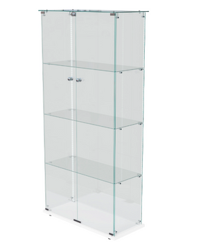 Witte Glazen Vitrinekast met LED-Verlichting en Slot – 78,5x35x163 cm