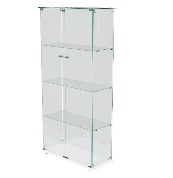 Witte Glazen Vitrinekast met LED-Verlichting en Slot – 78,5x35x163 cm