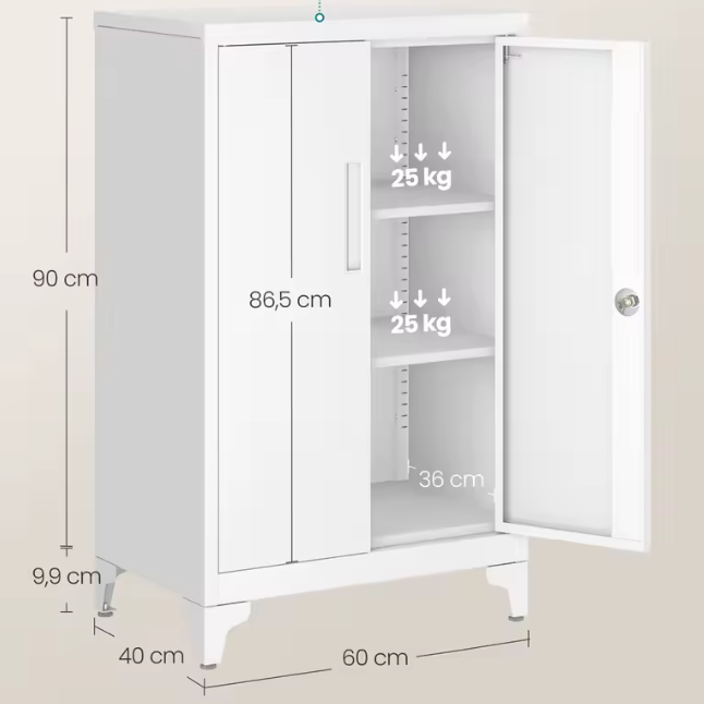 Metalen Opbergkast met 2 Deuren en Slot – Kantoor en Werkplaats