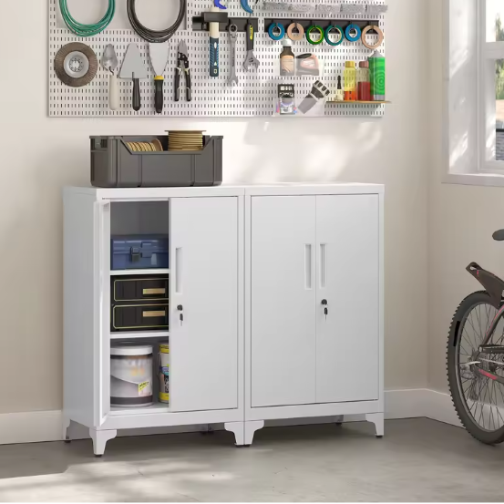 Metalen Opbergkast met 2 Deuren – 60x40x90 cm, Afsluitbaar en Stevig