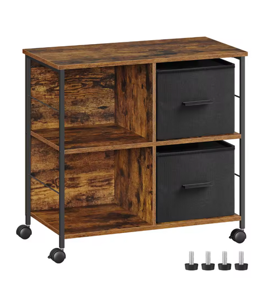 Bureaukast met Lades en Open Planken – 73,5x37,5x69 cm, Industrieel Design