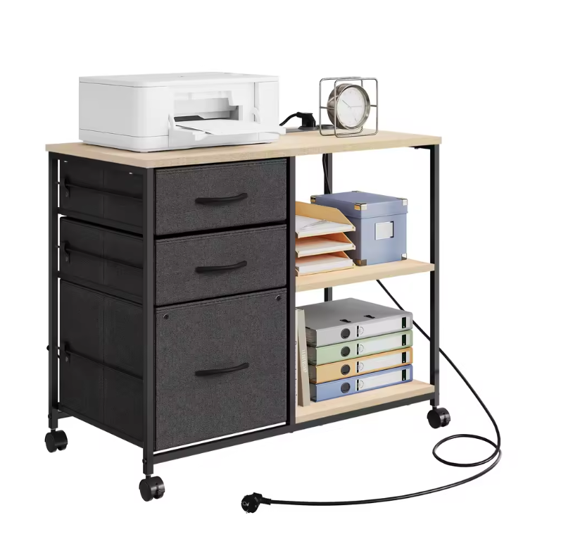 Mobiele Archiefkast met Stopcontact en USB – 80x40x66 cm, Industrieel Design