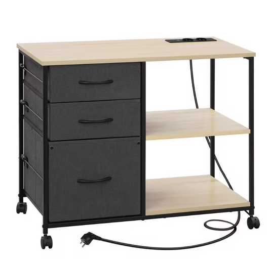 Mobiele Archiefkast met Stopcontact en USB – 80x40x66 cm, Industrieel Design