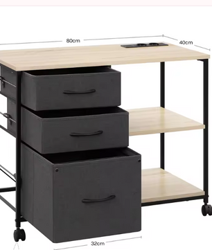 Mobiele Archiefkast met Stopcontact en USB – 80x40x66 cm, Industrieel Design