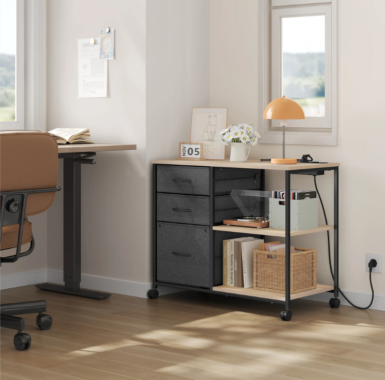 Mobiele Archiefkast met Stopcontact en USB – 80x40x66 cm, Industrieel Design