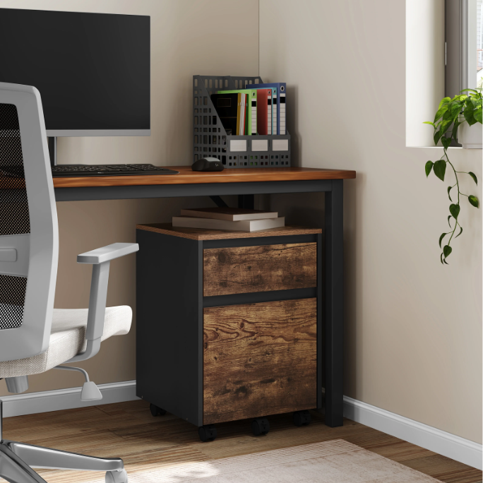 Mobiele Archiefkast met 2 Lades – 40x56x40 cm, Verrijdbaar Design