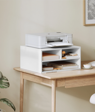 Printerstandaard met Opbergrekken – Houtlook Bureau Organizer, Compact en Modern