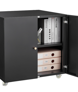 Metalen Printerkast op Wielen – Met Deur en Verstelbaar Schap, Modern Kantoorontwerp