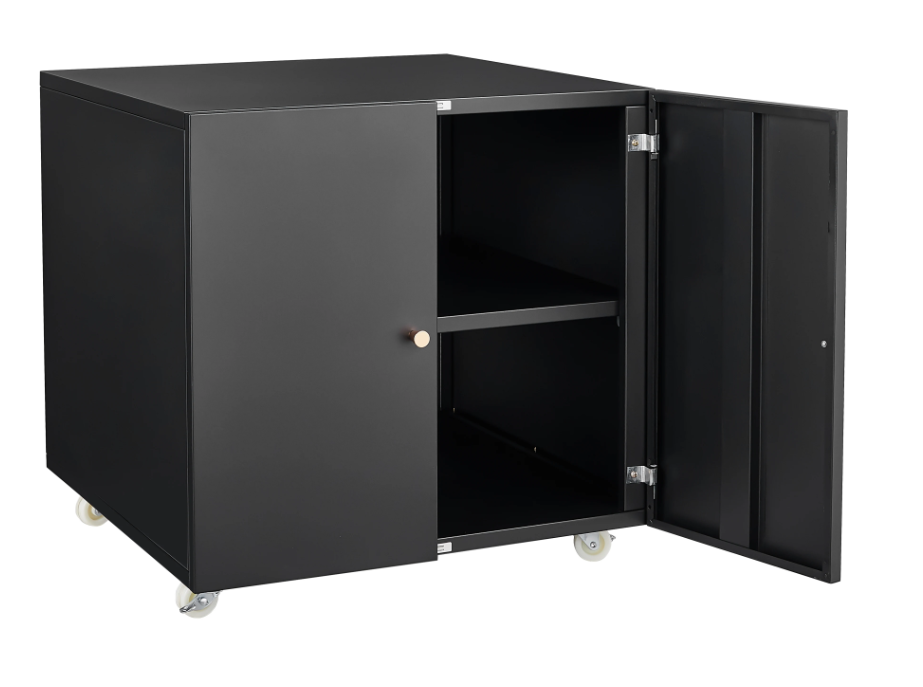 Metalen Printerkast op Wielen – Met Deur en Verstelbaar Schap, Modern Kantoorontwerp