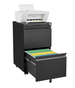 Metalen Verrijdbare Dossierkast met Slot – 2 Lades, Onder Bureau