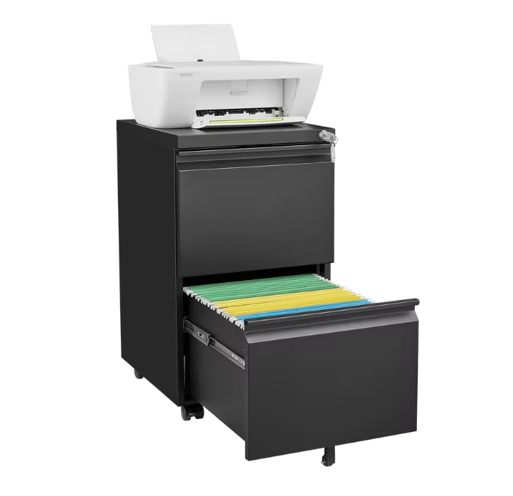 Metalen Verrijdbare Dossierkast met Slot – 2 Lades, Onder Bureau