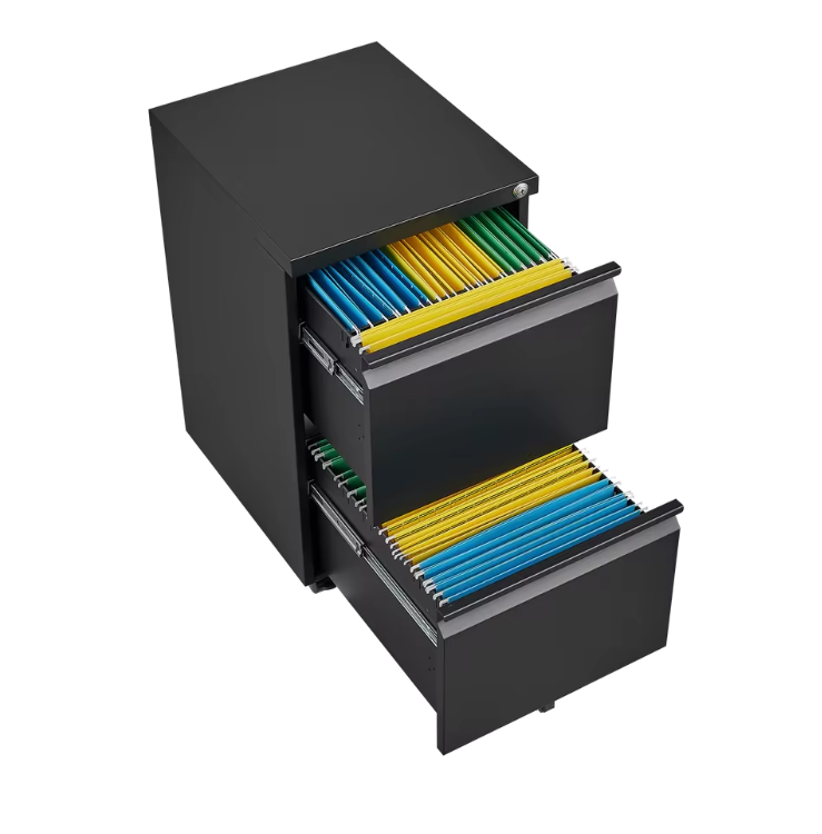 Metalen Verrijdbare Dossierkast met Slot – 2 Lades, Onder Bureau