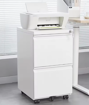 Witte Metalen Dossierkast met Slot – 2 Lades, Verrijdbaar Onder Bureau