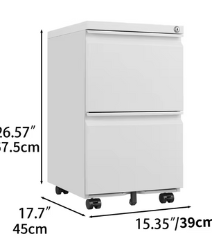 Witte Metalen Dossierkast met Slot – 2 Lades, Verrijdbaar Onder Bureau
