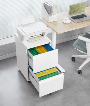 Witte Metalen Dossierkast met Slot – 2 Lades, Verrijdbaar Onder Bureau