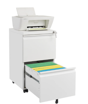 Witte Metalen Dossierkast met Slot – 2 Lades, Verrijdbaar Onder Bureau