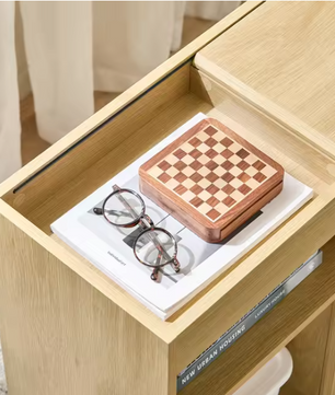 Houten Verrijdbare Dossierkast – Met Deuren en Verwijderbaar Bovenblad, Natuurlijk