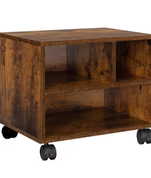 Verrijdbare Printertafel met Opbergruimte – Houtlook & Wielen, Compact en Multifunctioneel