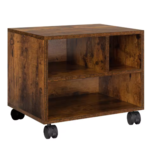 Verrijdbare Printertafel met Opbergruimte – Houtlook & Wielen, Compact en Multifunctioneel