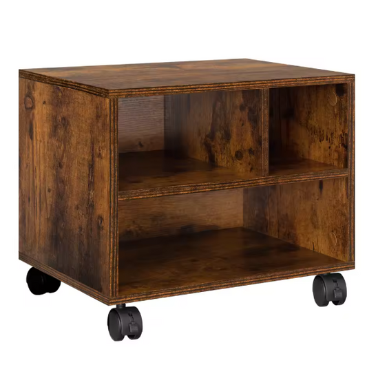 Verrijdbare Printertafel met Opbergruimte – Houtlook & Wielen, Compact en Multifunctioneel