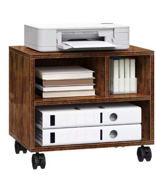 Verrijdbare Printertafel met Opbergruimte – Houtlook & Wielen, Compact en Multifunctioneel