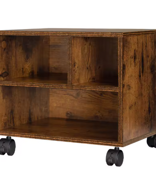 Verrijdbare Printertafel met Opbergruimte – Houtlook & Wielen, Compact en Multifunctioneel