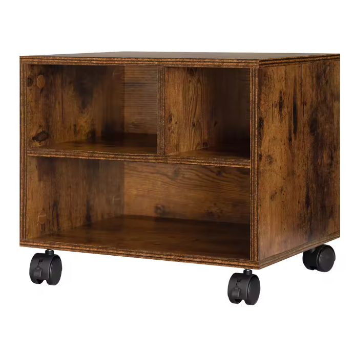 Verrijdbare Printertafel met Opbergruimte – Houtlook & Wielen, Compact en Multifunctioneel