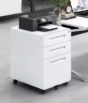 Witte Metalen Dossierkast met Slot – 3 Lades, Verrijdbaar Onder Bureau
