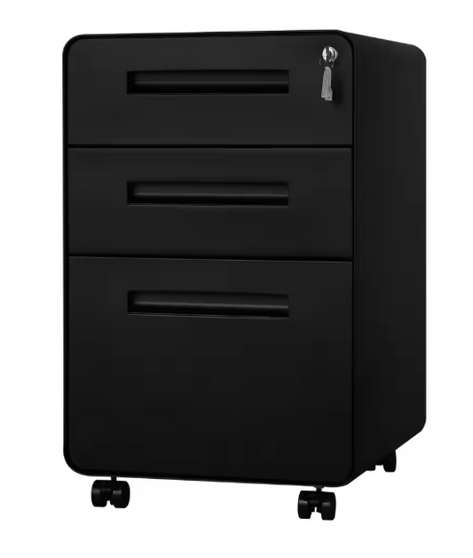 Metalen Dossierkast met Slot – 3 Lades, Verrijdbaar Onder Bureau