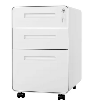 Metalen Dossierkast met Slot – 3 Lades, Verrijdbaar Onder Bureau