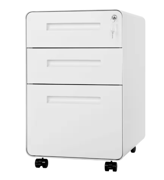Metalen Dossierkast met Slot – 3 Lades, Verrijdbaar Onder Bureau