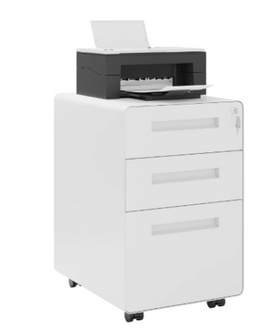 Metalen Dossierkast met Slot – 3 Lades, Verrijdbaar Onder Bureau