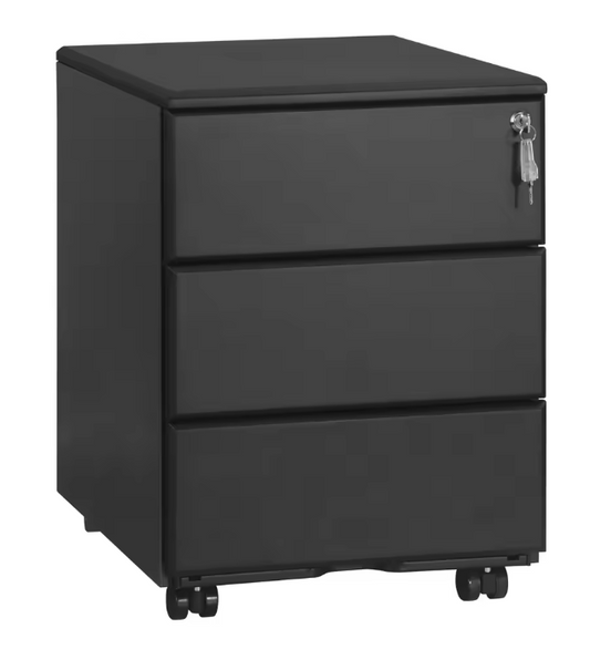 Metalen Dossierkast met Slot – 3 Lades op Wielen, Verrijdbaar en Stevig