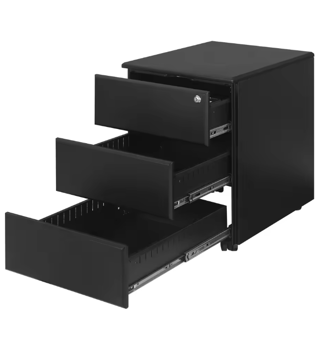 Metalen Dossierkast met Slot – 3 Lades op Wielen, Verrijdbaar en Stevig