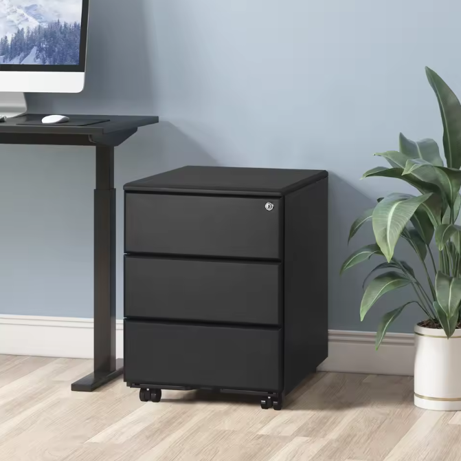Metalen Dossierkast met Slot – 3 Lades op Wielen, Verrijdbaar en Stevig