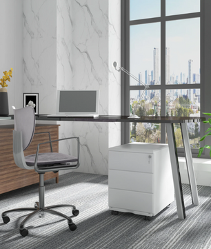 Metalen Dossierkast met Slot – 3 Lades op Wielen, Verrijdbaar en Stevig