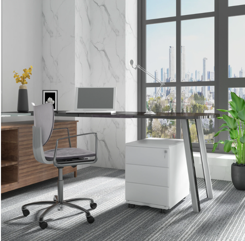 Metalen Dossierkast met Slot – 3 Lades op Wielen, Verrijdbaar en Stevig