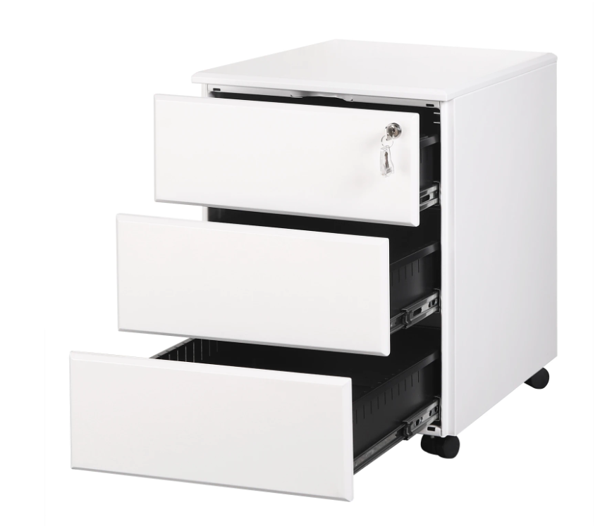 Metalen Dossierkast met Slot – 3 Lades op Wielen, Verrijdbaar en Stevig