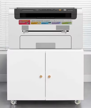 Witte Metalen Printerkast met Deuren en Wielen – Verstelbare Planken