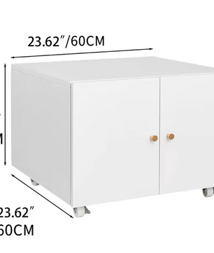 Witte Metalen Printerkast met Deuren en Wielen – Verstelbare Planken