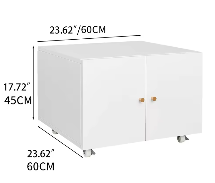 Witte Metalen Printerkast met Deuren en Wielen – Verstelbare Planken
