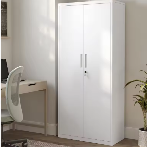 Stalen Archiefkast met Dubbele Deuren – 5 Verstelbare Legplanken en Slot, 180 cm Hoog