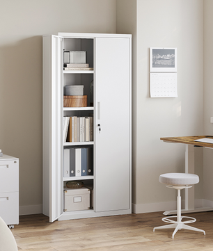 Stalen Archiefkast met Dubbele Deuren – 5 Verstelbare Legplanken en Slot, 180 cm Hoog