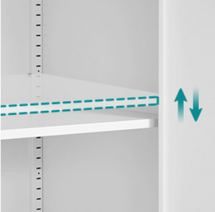 Stalen Archiefkast met Dubbele Deuren – 5 Verstelbare Legplanken en Slot, 180 cm Hoog