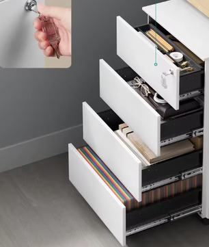 Verrijdbare Metalen Archiefkast met 4 Lades – Lockable en Kantelveilig